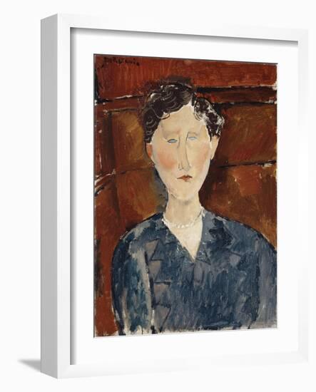 Portrait of a Woman in a Blue Blouse, C.1916-Amedeo Modigliani-Framed Giclee Print