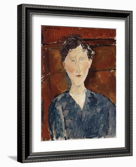 Portrait of a Woman in a Blue Blouse, C.1916-Amedeo Modigliani-Framed Giclee Print