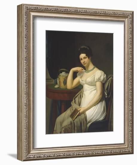 Portrait of a Woman in an Interior with a Work Basket-null-Framed Giclee Print