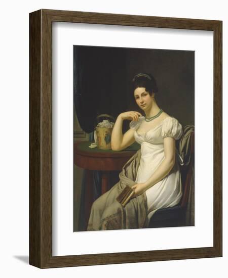 Portrait of a Woman in an Interior with a Work Basket-null-Framed Giclee Print