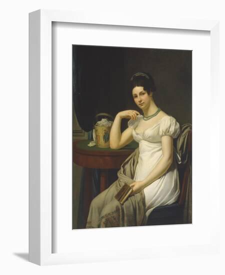 Portrait of a Woman in an Interior with a Work Basket-null-Framed Giclee Print