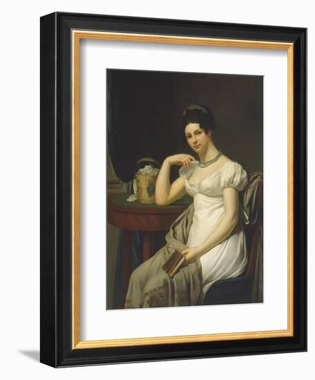 Portrait of a Woman in an Interior with a Work Basket-null-Framed Giclee Print