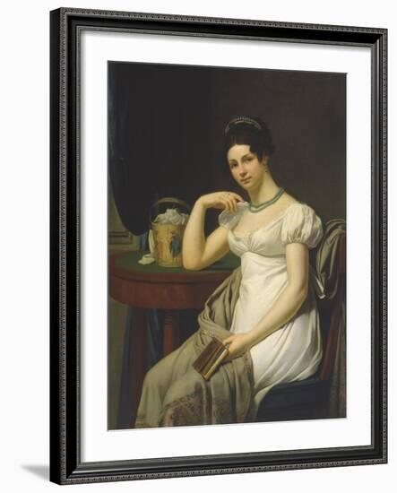 Portrait of a Woman in an Interior with a Work Basket-null-Framed Giclee Print