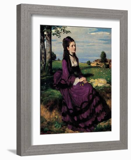 Portrait of a Woman in Lilac-Giovanni Antonio Pellegrini-Framed Giclee Print