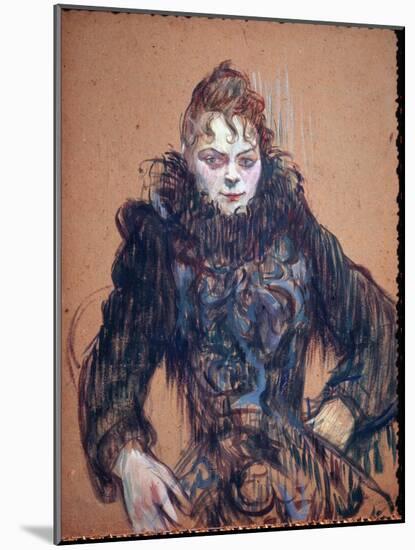 Portrait of a Woman in the Black Boa - Oil on Cardboard, 1892-Henri de Toulouse-Lautrec-Mounted Giclee Print