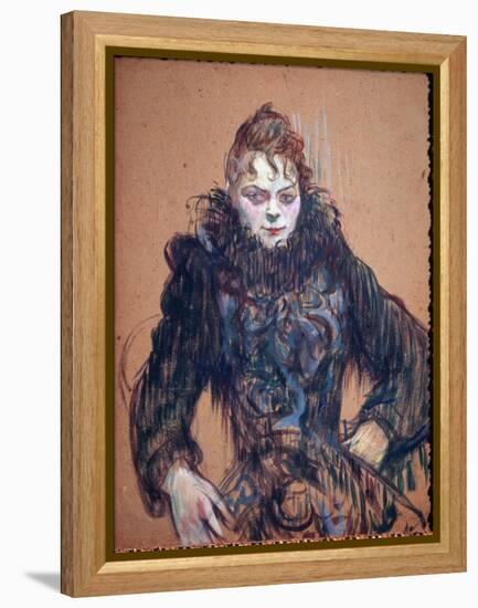 Portrait of a Woman in the Black Boa - Oil on Cardboard, 1892-Henri de Toulouse-Lautrec-Framed Premier Image Canvas