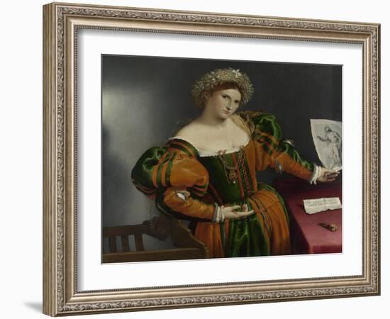 Portrait of a Woman Inspired by Lucretia, Ca 1530-Lorenzo Lotto-Framed Giclee Print