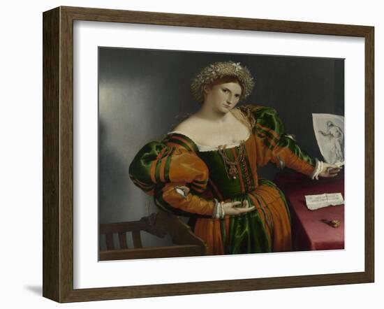 Portrait of a Woman Inspired by Lucretia, Ca 1530-Lorenzo Lotto-Framed Giclee Print