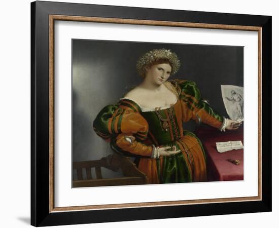 Portrait of a Woman Inspired by Lucretia, Ca 1530-Lorenzo Lotto-Framed Giclee Print