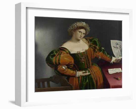 Portrait of a Woman Inspired by Lucretia, Ca 1530-Lorenzo Lotto-Framed Giclee Print