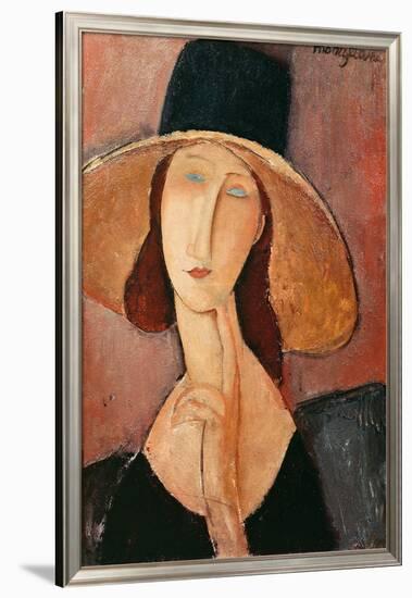 Portrait of a Woman (Jeanne Hébuterne) in Large Hat, c.1918-Amedeo Modigliani-Framed Giclee Print