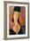 Portrait of a Woman (Jeanne Hébuterne) in Large Hat, c.1918-Amedeo Modigliani-Framed Premium Giclee Print