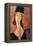 Portrait of a Woman (Jeanne Hébuterne) in Large Hat, c.1918-Amedeo Modigliani-Framed Premier Image Canvas