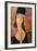 Portrait of a Woman (Jeanne Hébuterne) in Large Hat, c.1918-Amedeo Modigliani-Framed Giclee Print