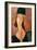 Portrait of a Woman (Jeanne Hébuterne) in Large Hat, c.1918-Amedeo Modigliani-Framed Giclee Print