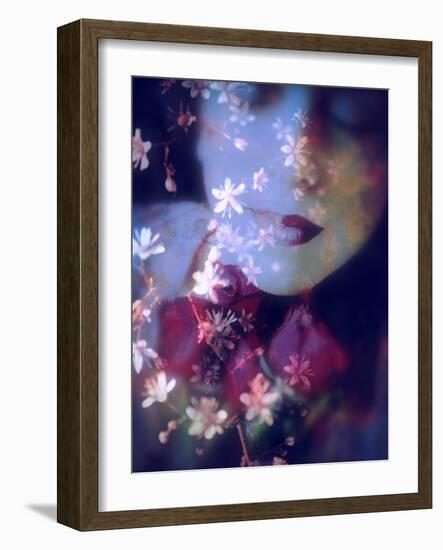 Portrait of a Woman Layered with Textures and Blossoms-Alaya Gadeh-Framed Photographic Print