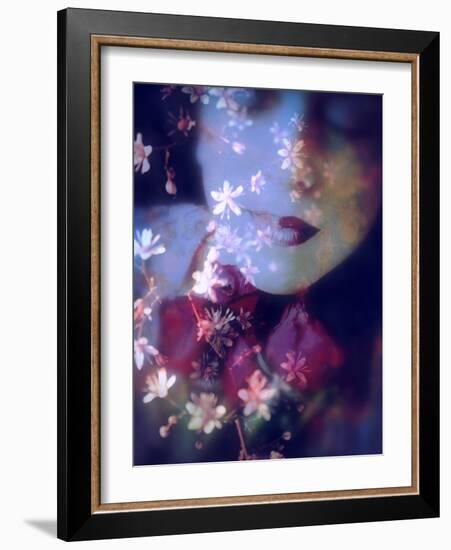 Portrait of a Woman Layered with Textures and Blossoms-Alaya Gadeh-Framed Photographic Print