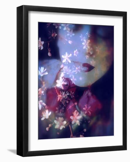 Portrait of a Woman Layered with Textures and Blossoms-Alaya Gadeh-Framed Photographic Print