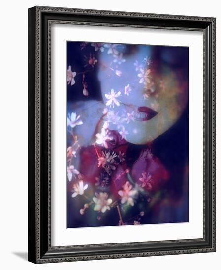 Portrait of a Woman Layered with Textures and Blossoms-Alaya Gadeh-Framed Photographic Print