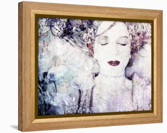 Portrait of a Woman Layered with Textures and Blossoms-Alaya Gadeh-Framed Premier Image Canvas