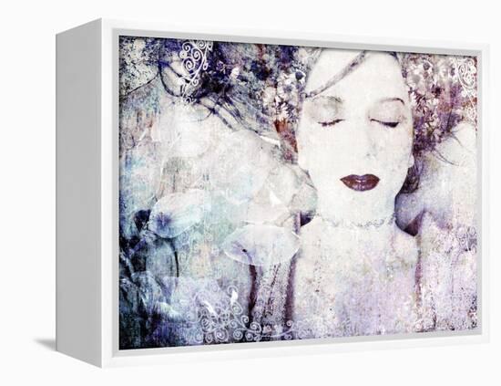 Portrait of a Woman Layered with Textures and Blossoms-Alaya Gadeh-Framed Premier Image Canvas