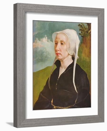 Portrait of a Woman (Oil on Panel)-Maerten van Heemskerck-Framed Giclee Print