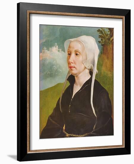 Portrait of a Woman (Oil on Panel)-Maerten van Heemskerck-Framed Giclee Print