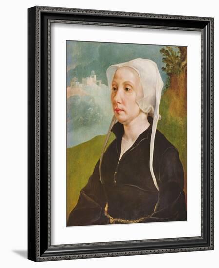 Portrait of a Woman (Oil on Panel)-Maerten van Heemskerck-Framed Giclee Print