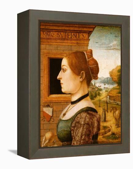 Portrait of a Woman, possibly Ginevra d'Antonio Lupari Gozzadini, c.1494-Italian School-Framed Premier Image Canvas