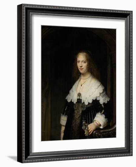 Portrait of a Woman, Possibly Maria Trip, 1639-Rembrandt van Rijn-Framed Giclee Print