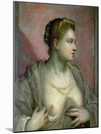 Portrait of a Woman Revealing Her Breasts, circa 1570-Jacopo Robusti Tintoretto-Mounted Giclee Print