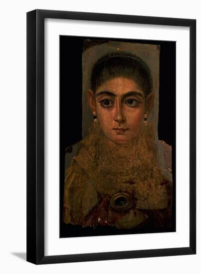 Portrait of a Woman Wearing a Gold Pectoral, Tomb Decoration, from Fayum, 120-130 AD-Roman Period Egyptian-Framed Giclee Print