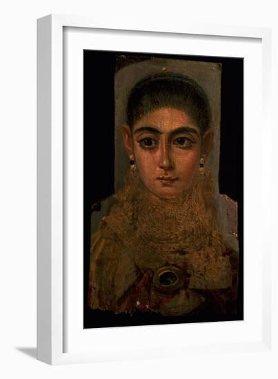 Portrait of a Woman Wearing a Gold Pectoral, Tomb Decoration, from Fayum, 120-130 AD-Roman Period Egyptian-Framed Giclee Print
