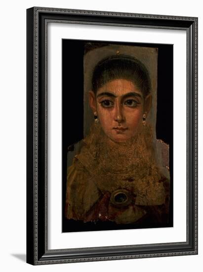 Portrait of a Woman Wearing a Gold Pectoral, Tomb Decoration, from Fayum, 120-130 AD-Roman Period Egyptian-Framed Giclee Print