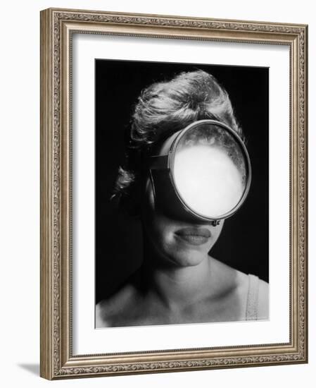 Portrait of a Woman Wearing a Scuba Diving Mask-Andreas Feininger-Framed Photographic Print