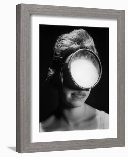 Portrait of a Woman Wearing a Scuba Diving Mask-Andreas Feininger-Framed Photographic Print