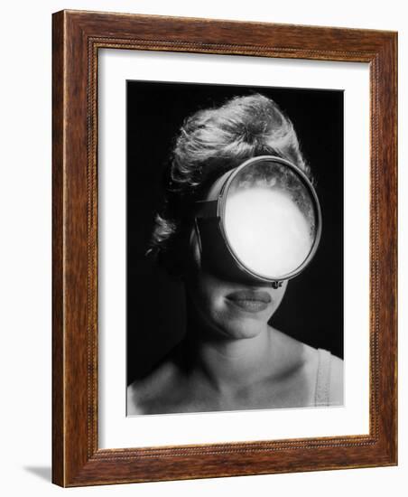 Portrait of a Woman Wearing a Scuba Diving Mask-Andreas Feininger-Framed Photographic Print