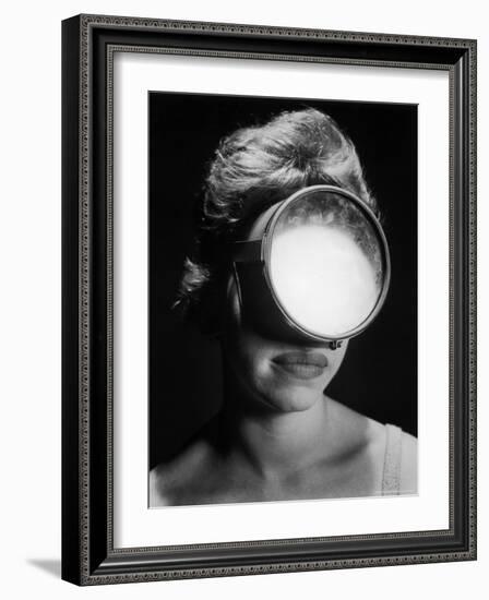 Portrait of a Woman Wearing a Scuba Diving Mask-Andreas Feininger-Framed Photographic Print