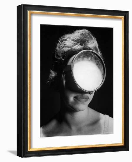 Portrait of a Woman Wearing a Scuba Diving Mask-Andreas Feininger-Framed Photographic Print