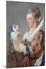 Portrait of a Woman with a Dog-Jean-Honoré Fragonard-Mounted Art Print