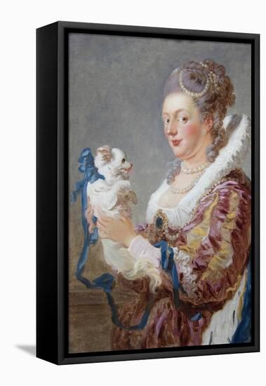 Portrait of a Woman with a Dog-Jean-Honoré Fragonard-Framed Stretched Canvas