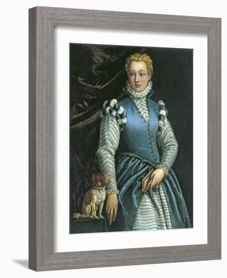 Portrait of a Woman with a Dog-Paolo Veronese-Framed Giclee Print