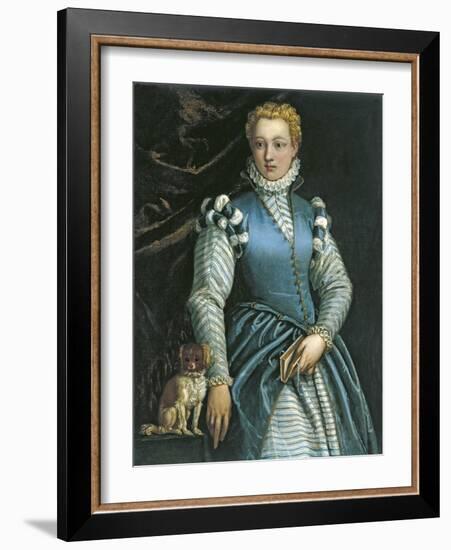 Portrait of a Woman with a Dog-Paolo Veronese-Framed Giclee Print