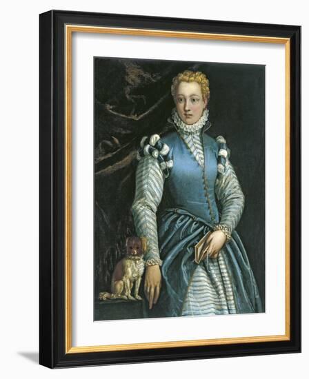 Portrait of a Woman with a Dog-Paolo Veronese-Framed Giclee Print