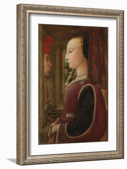 Portrait of a Woman with a Man at a Casement, c.1440-Fra Filippo Lippi-Framed Giclee Print