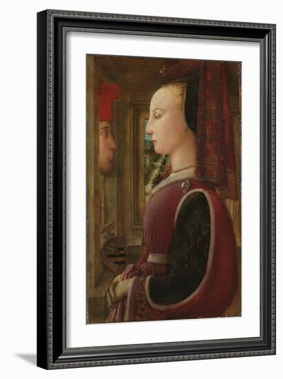 Portrait of a Woman with a Man at a Casement, c.1440-Fra Filippo Lippi-Framed Giclee Print