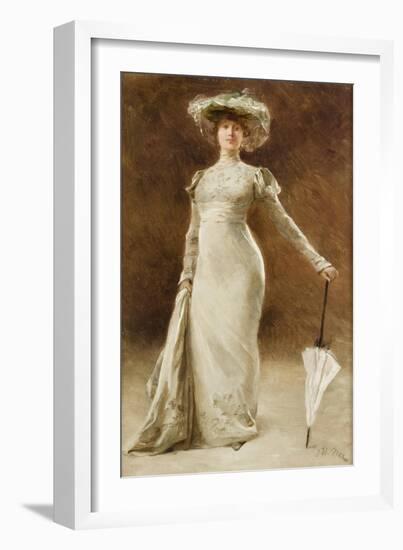 Portrait of a Woman with a Parasol-Francois Edouard Zier-Framed Giclee Print