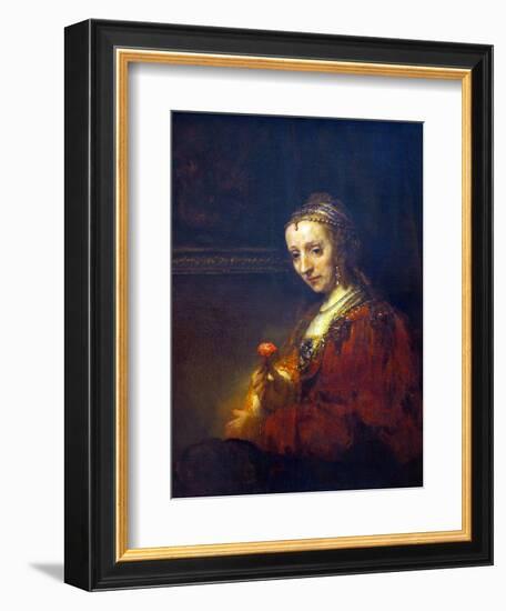 Portrait of a Woman with a Pink Carnation-Rembrandt van Rijn-Framed Art Print