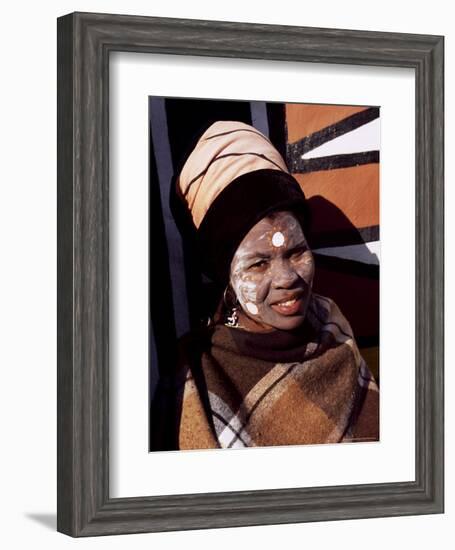 Portrait of a Woman with Facial Decoration, Cultural Village, Johannesburg, South Africa, Africa-Sergio Pitamitz-Framed Photographic Print