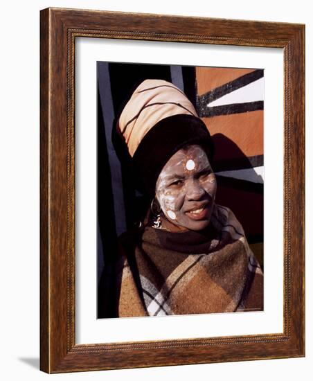 Portrait of a Woman with Facial Decoration, Cultural Village, Johannesburg, South Africa, Africa-Sergio Pitamitz-Framed Photographic Print